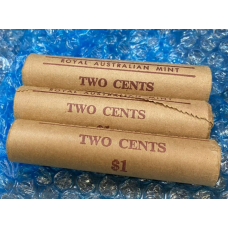 AUSTRALIA 1980 . TWO 2 CENTS COINS . 3 R.A.M ROLLS AUSTRALIA 1980 . TWO 2 CENTS COINS . 3 R.A.M ROLLS